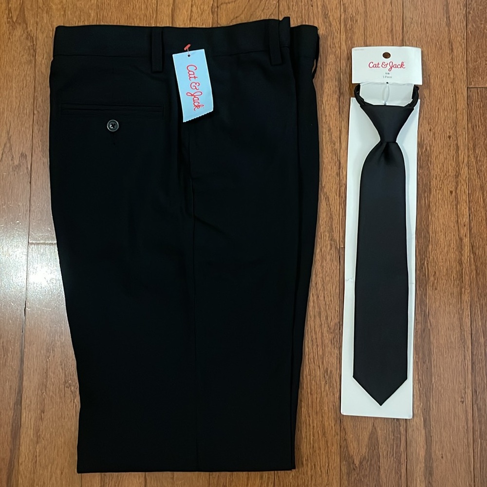 Cat‎ & Jack Black Dress Pants & Tie NWT